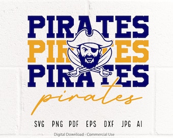 Pirates Mascot SVG PNG, School Spirit (Digital Download)