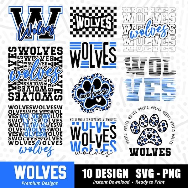 Wolves SVG PNG Bundle, Sports Team Cut Files (Instant Download)