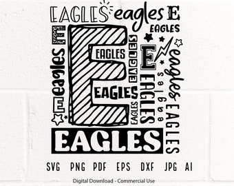 Eagles Mascot SVG, School Spirit Typography (Digital Download)