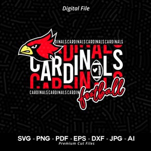 Cardinals Football SVG, Cardinals svg, Cardinal svg, Cardinal Face Svg, Football svg, Cardinals Shirt, Cardinals Cheer, Stacked Cardinals