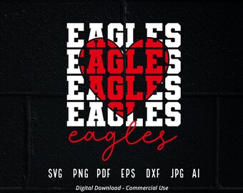 Stacked Eagles SVG: Mascot, School Team, Cheer (Digital Download)