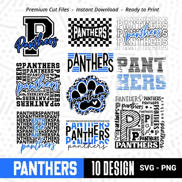 Paquete SVG y PNG de los Panthers: Gráficos de espíritu escolar (descarga digital)