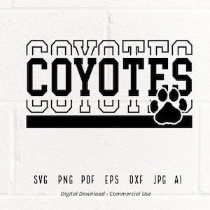 Coyotes SVG PNG, Coyotes Paw svg, Coyotes Mascot svg, Coyotes Cheer svg, Coyotes Vibes svg, Espíritu Escolar, Coyotes Sport, Coyotes Love svg