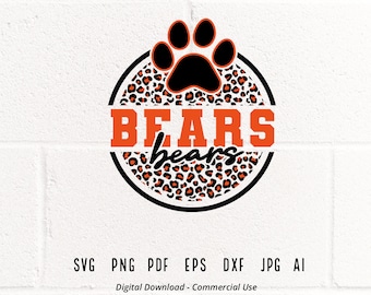 Leopard Bears Paw SVG, Cheer Mascot, Football Mama (Digital Download)