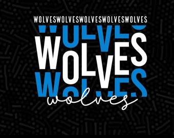 Stacked Wolves SVG, Cheer Typography Clipart (Digital Download)