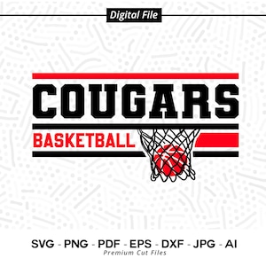 Cougars Basketball SVG PNG, Cougars Svg, Basketball Svg, Cougars Shirt Svg, Cougars Cheer Svg, Cougars Vibes Svg, Cricut