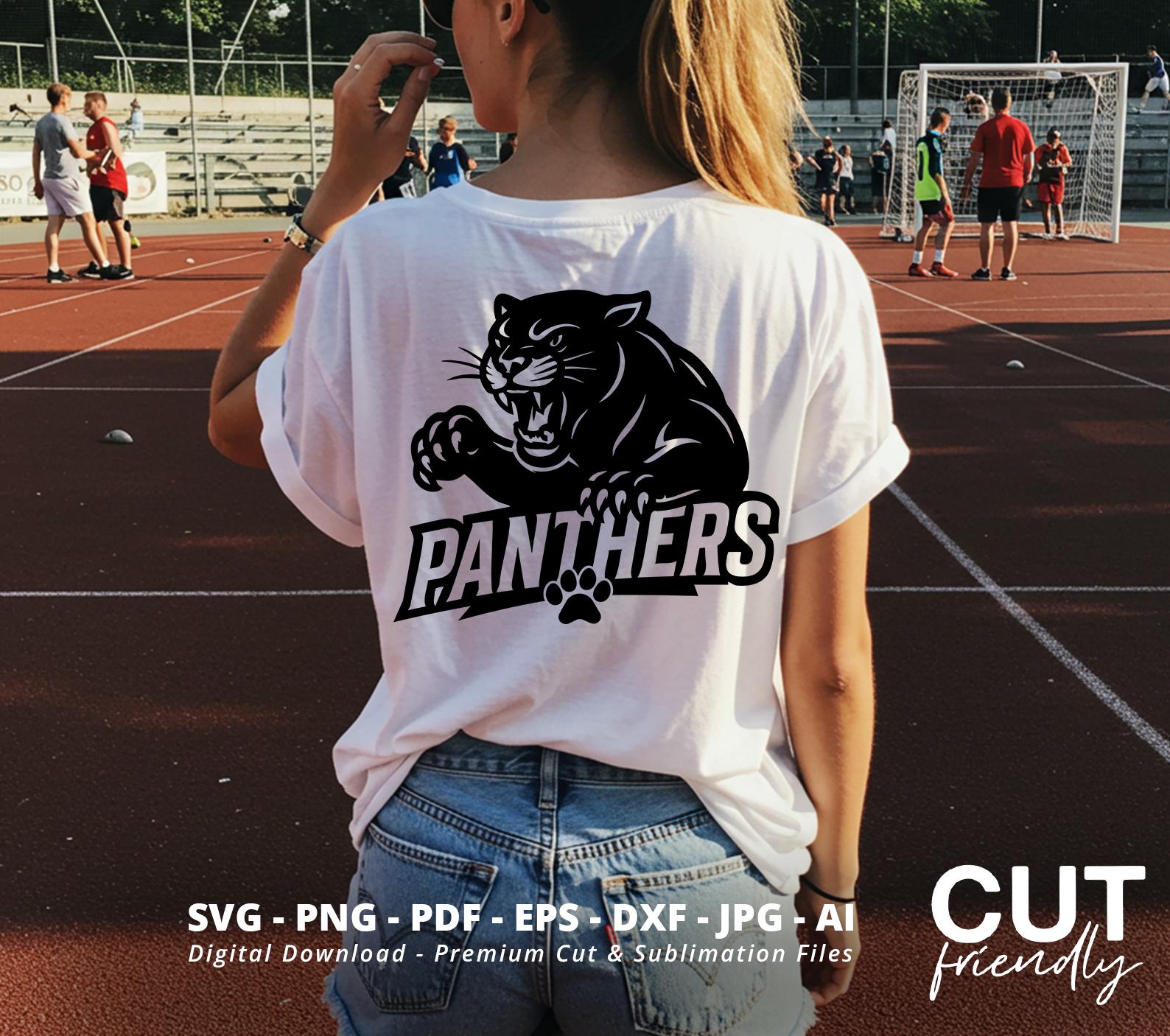 Panthers Shirt SVG PNG, Mascot Paw School Spirit Design, Football Baseball Pride Cut File, Cricut Distressed Sports SVG Download