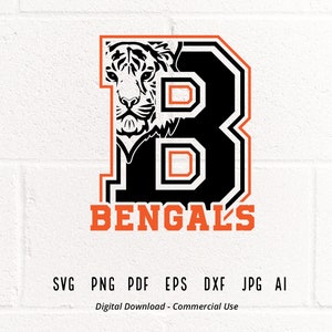 Bengals SVG PNG, Bengals Face svg, B Bengals svg, Bengals Mascot svg, Bengals Cheer svg, Bengals Vibes, School Spirit svg, Bengals Sport svg