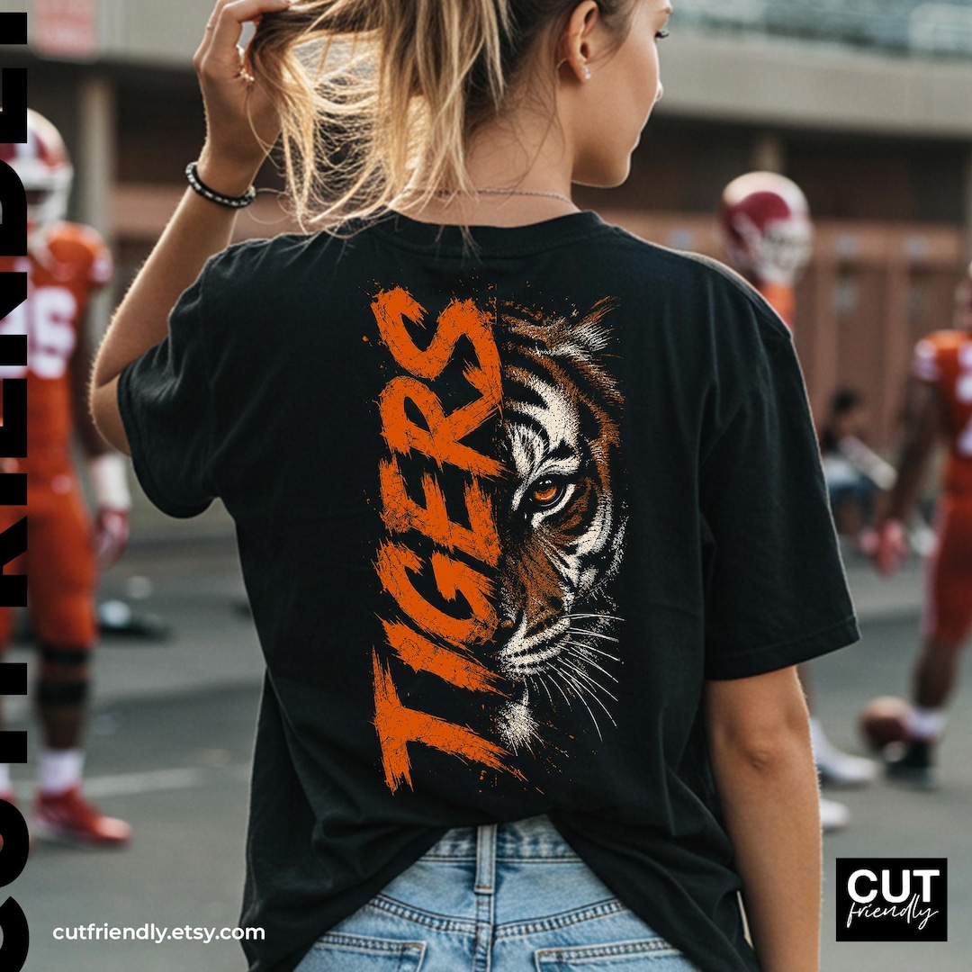 Tigers Mascot PNG, Tiger Face Sublimation Design, School Spirit Sports Team PNG, Varsity T