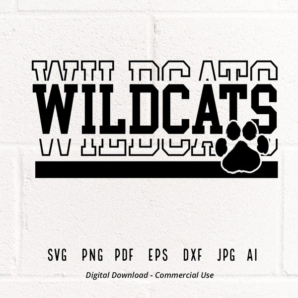 Wildcats SVG PNG, Wildcats Paw svg, Wildcats Mascot svg, Wildcats Cheer svg, Wildcats Vibes svg, School Spirit, Wildcats Sport,Wildcats Love