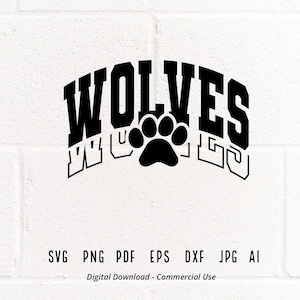 Wolves SVG PNG, Wolves Paw svg, Wolves Mascot svg, Wolves Cheer svg, Wolves Vibes svg, School Spirit svg, Wolves Sport svg, Wolves Love svg