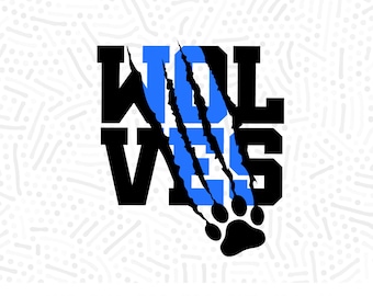 Wolves Paw Print SVG, School Spirit Graphic (Digital File)