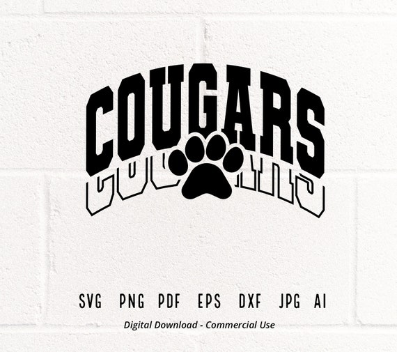 Cougars Mascot SVG, Paw Print, School Spirit (Digital Download)