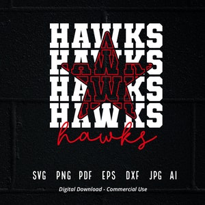 Hawk Star-ontwerp, sport-svg, clipart (digitale download)