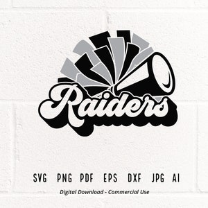 Raider Cheer svg, Raider, Raiders, Cheer svg, png, Sublimation, Pom Pom svg, Megaphone svg, SVG for Shirts, SVG for Cricut, Shirt Design