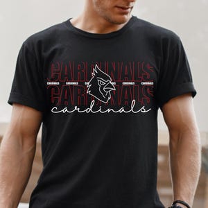 Printable school mascot Cardinal shirt graphic in SVG and PNG formats