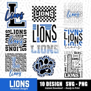 Lions Bundle Svg Png, Lion Svg, Lions Shirt Svg, Lions Cheer Svg, Lions , Lions Paw Svg, Sports Team Svg,Bundle