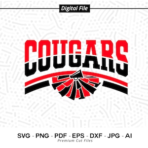 Cougars Cheer SVG PNG, Cougars Svg, Cougar, Cheer Svg, Cougars Vibes, Cougars Shirt svg, School Spirit svg, Cheer Megaphone, Cougars Pom pom