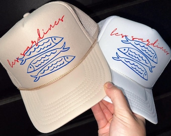 Les Sardines Otto Foam Trucker Hat, Vintage Sardine, Coastal Aestetic Fish Hat, Sardines Trend