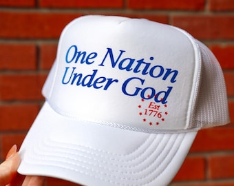 One Nation Under God, American, Summer Trucker Hat, Beach Trip, Fourth of July, July Fourth, Independence Day, Otto Premium Foam Trucker Hat