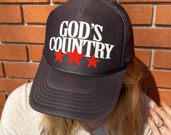 God's Country, In God We Trust, Summer Trucker Hat, Beach Trip, Fourth of July, July Fourth, Independence Day, Otto Premium Foam Trucker Hat