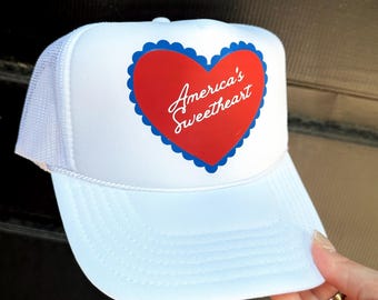 America&#39;s Sweetheart Trucker Hat, Summer Time, Beach Trip, Fourth of July, July Fourth, Independence Day, Otto Premium Foam Trucker Hat