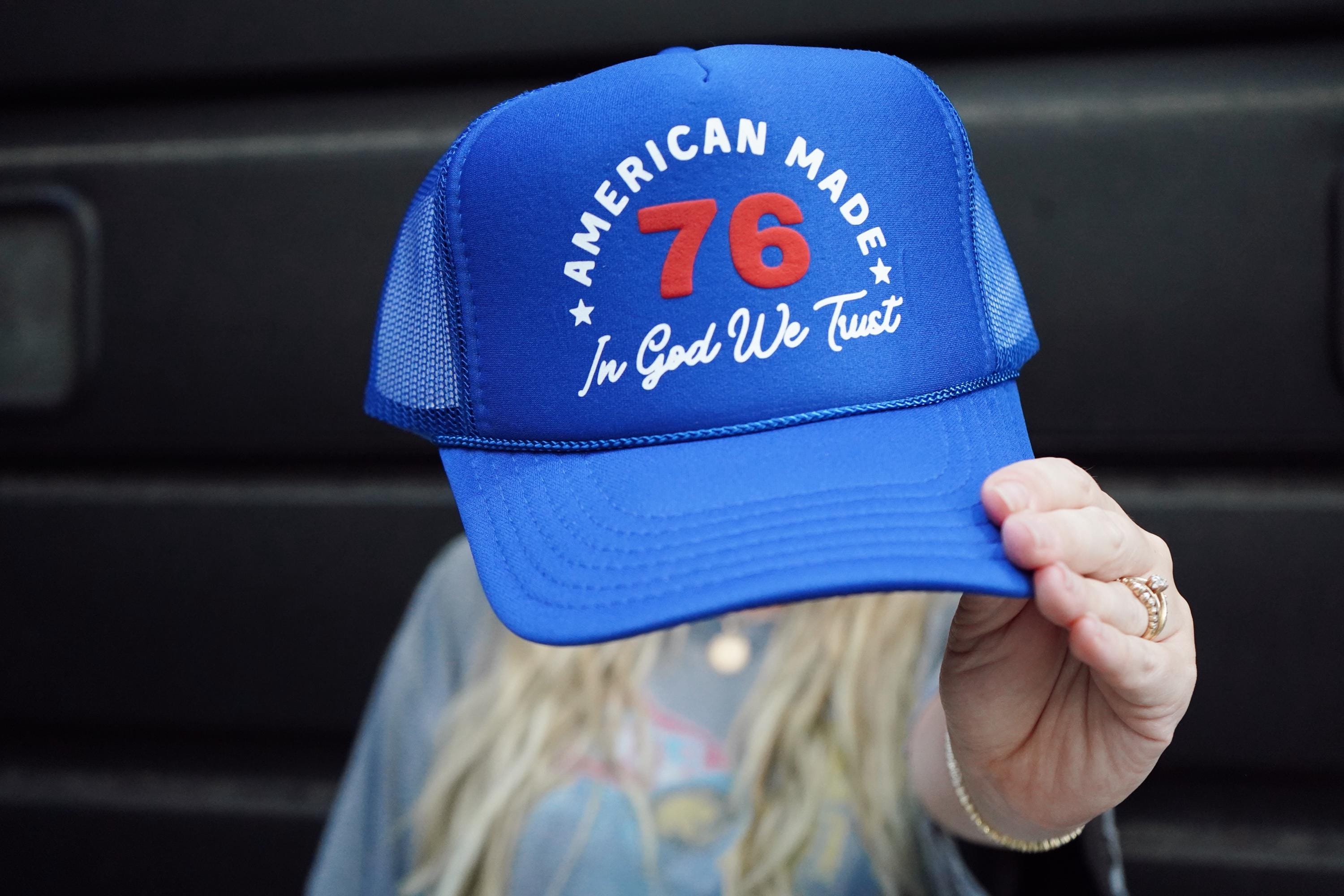 American Made, In God We Trust, Summer Trucker Hat, Beach Trip, Fourth of July, July Fourth, Independence Day, Otto Premium Foam Trucker Hat
