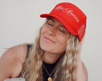 Miss America Trucker Hat, Summer Time, Beach Trip, Fourth of July, July Fourth, Independence Day, Otto Premium Foam Trucker Hat