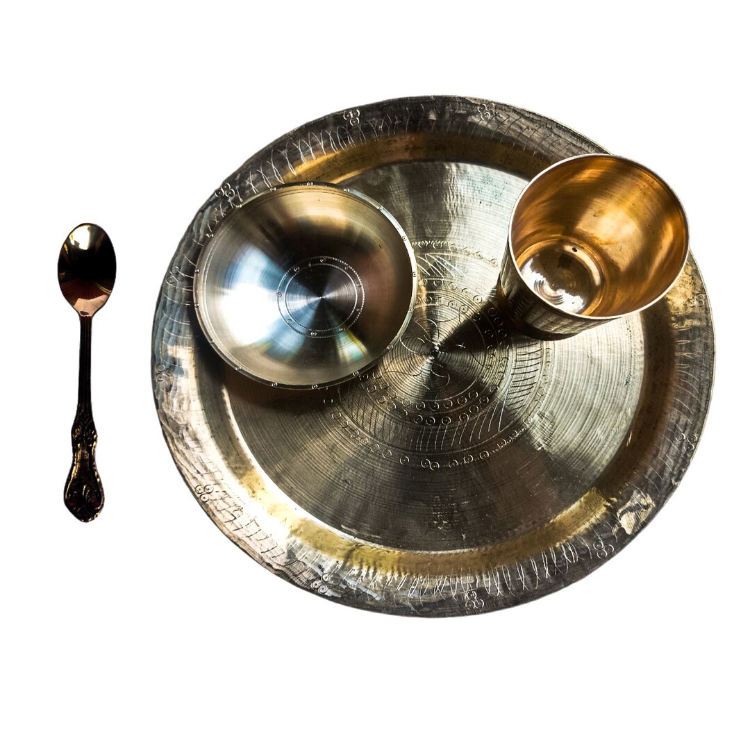 Pure Brass Dinner Set Indian Thali Set/ Ayurveda Items/ Etsy