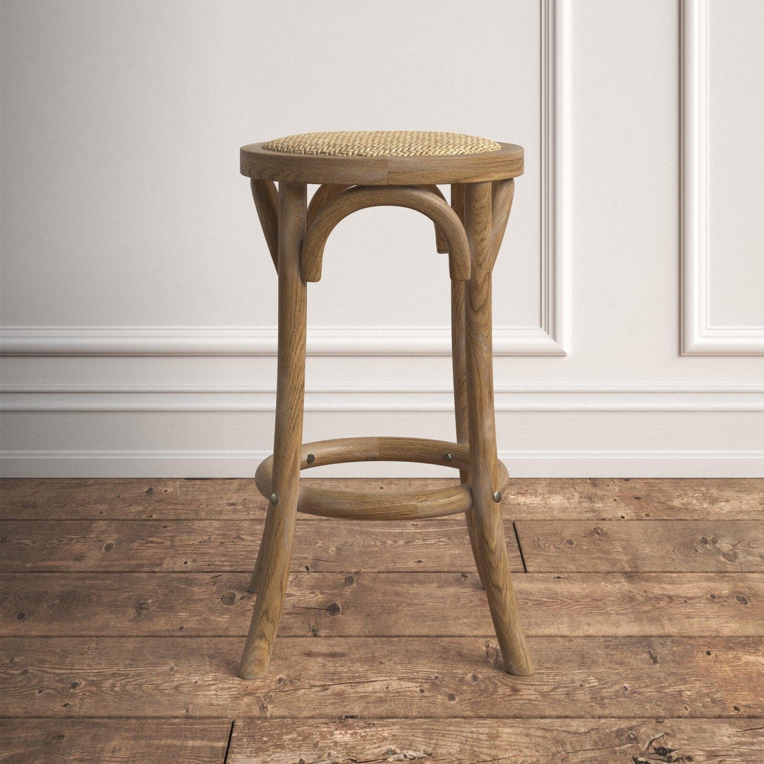 Bar Counter Stool Woven Seat Top Arched Details and Flared Etsy