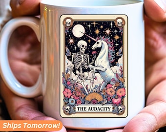 The Audacity Tarot Card Gift Occult Mug skeleton tarot card Witchy Gift mug for her birthday mug for the Office Gift Mug for coworker Gift