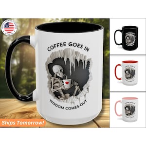 Carte de tarot squelette Mug tête de mort Sorcière tasse à café païenne Mug cadeau drôle mystique gothique fantasmagorique Wicca Sorcière Mug cadeau lunatique