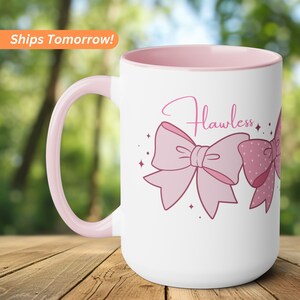 Flawless Pink Bow Mug: Cute and Girly Gift for Wife, Coquette Gift Bow Mug Cute Mug Gift for Girlfriend Gift Decor Gift for Her Office Gift