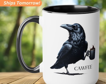 Funny Crow CAWFEE Mug Perfect Dad Gift for Father&#39;s Day Birthday Gift for Bird Lover Mug Bird Gift for Dad Gift for Her Husband Office Mug