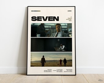 Seven Movie Poster, Modern Movie Poster Print, Seven Poster Wall Decor, DIGITAL FILES, Brad Pitt, David Fincher