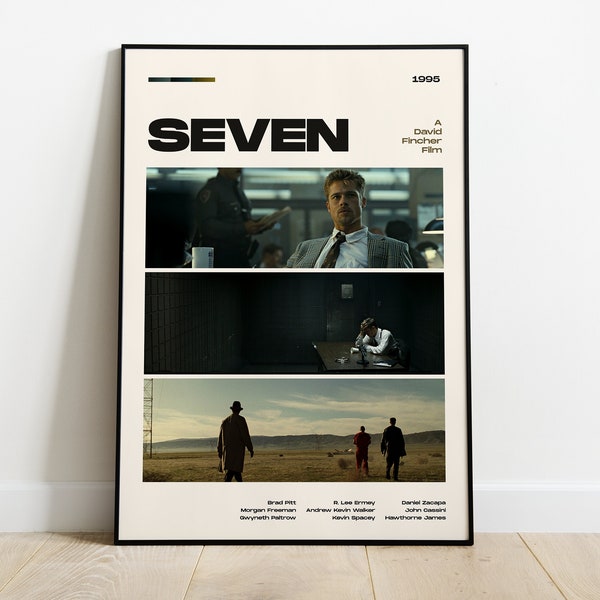 Seven Movie Poster, Modern Movie Poster Print, Seven Poster Wall Decor, DIGITAL FILES, Brad Pitt, David Fincher
