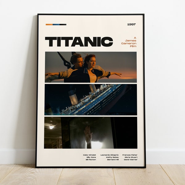 Titanic Movie Poster, Modern Movie Poster Print, Titanic Poster Wall Decor, DIGITAL FILES, James Cameron, Leonardo Dicaprio, Kate Winslet