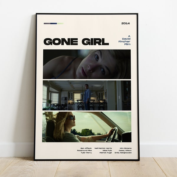Gone Girl Movie Poster, Modern Movie Poster Print, Gone Girl Poster Wall Decor, DIGITAL FILES, David Fincher, Ben Affleck