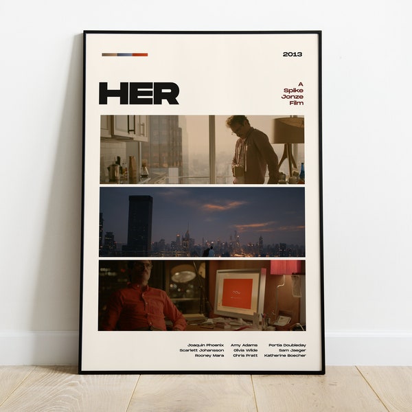 Her Movie Poster, Modern Movie Poster Print, Her Poster Wall Decor, DIGITAL FILES, Joaquin Phoenix