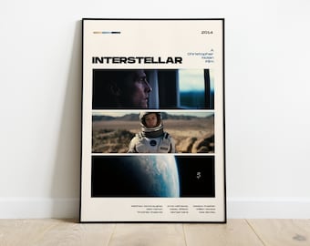 Interstellar Movie Poster, Modern Movie Poster Print, Interstellar Poster Wall Decor, DIGITAL FILES, Christopher Nolan, McConaughey