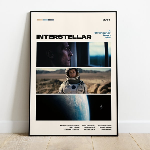 Interstellar Movie Poster, Modern Movie Poster Print, Interstellar Poster Wall Decor, DIGITAL FILES, Christopher Nolan, McConaughey