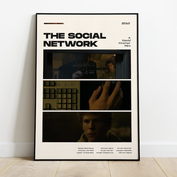 The Social Network Movie Poster, Modern Movie Poster Print, The Social Network Poster Wall Decor, DIGITAL FILES, David Fincher