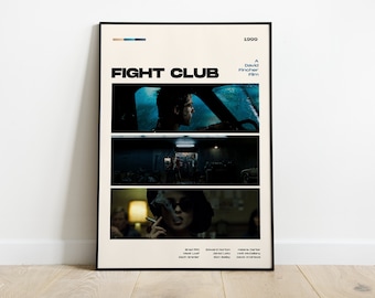 Fight Club Movie Poster, Modern Movie Poster Print, Fight Club Poster Wall Decor, DIGITAL FILES, Brad Pitt, David Fincher