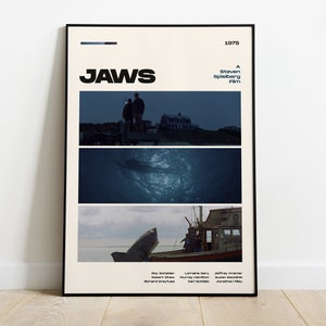 Jaws Movie Poster, Modern Movie Poster Print, Jaws Poster Wall Decor, DIGITAL FILES, Steven Spielberg, Roy Scheider