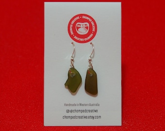 Green Seaglass Earrings with Sterling Silver Hooks