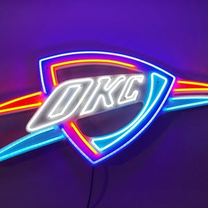 Oklahoma City Thunder Neon LED Sign, Bright Lights, Perfect for Man Caves, Bedrooms, Gaming Setups, Unique Gift for OKC Basketball Fans