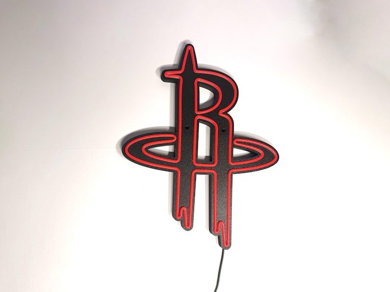 Led Houston Rockets Logo Houston Rockets 3D Printed LED Neon Sign - NBA Sports Team Logo Wall ...