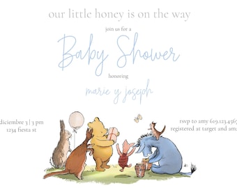 pooh baby shower invitation