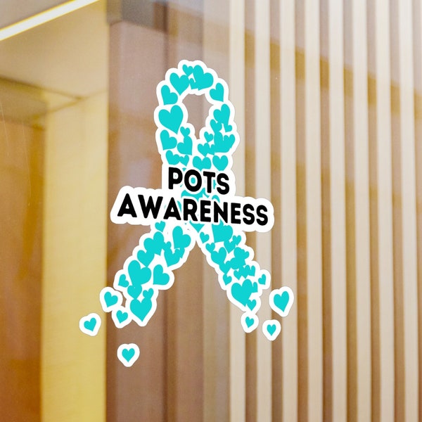 POTS Awareness Ribbon Vinyl Decal, Turquoise Awareness Ribbon, POTS Warrior, Postural Orthostatic Tachycardia Syndrome