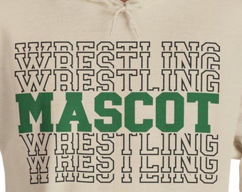 Custom Wrestling Hoodie, Personalized School or Mascot Sweatshirt, Wrestler Team Hoodie, Custom Color Wrestling Team Gift